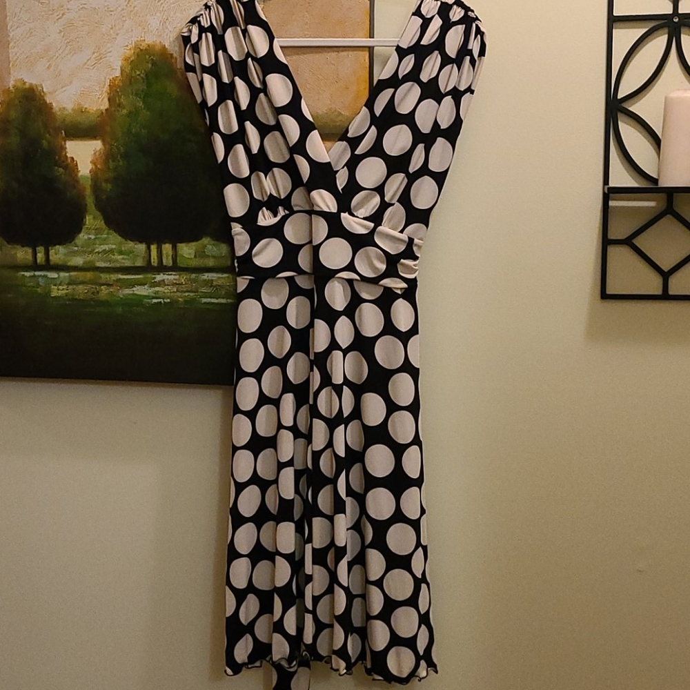 Dark Navy and Cream Polka-dot Dress